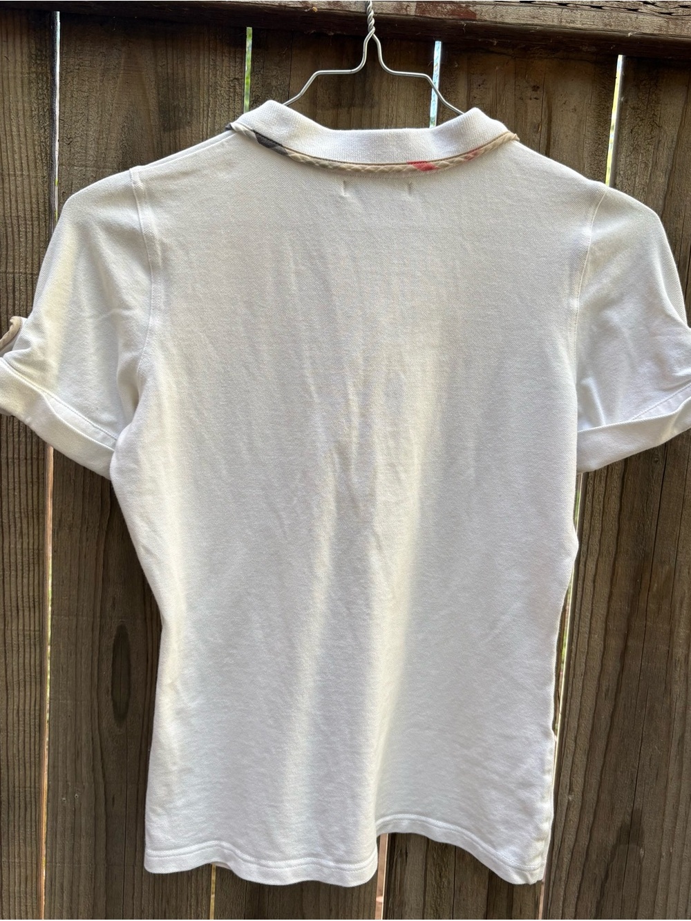 Burberry Cream Polo Shirt with Signature Trim - Picture 3 of 4
